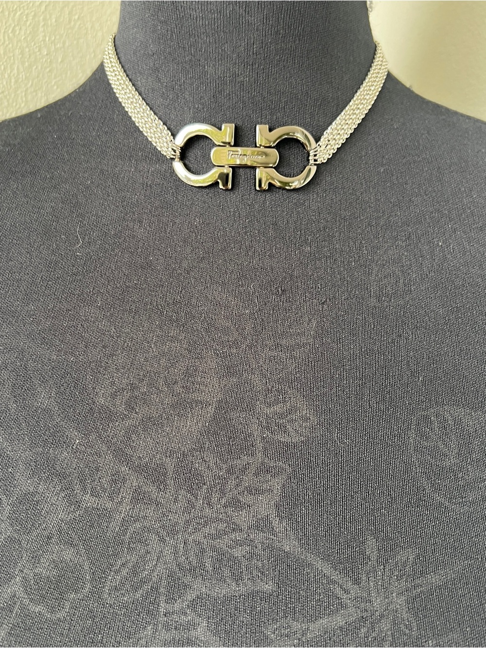 Ferragamo Gunmetal Hardware Necklace | 14.5” Choker - Picture 5 of 8